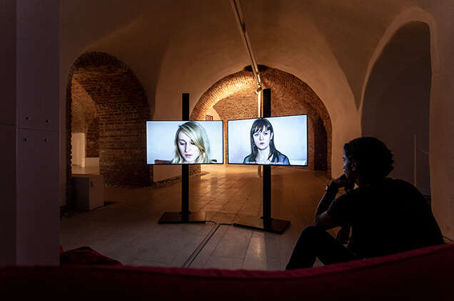Tanja Three Sisters 2 video channel installation Art Encounters Biennial2019 Timisoara photo Adrian Catu