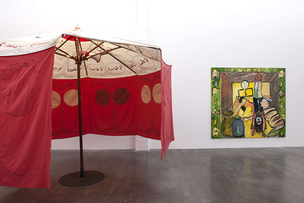 Mounira Al Solh tent reading Noa Magazine